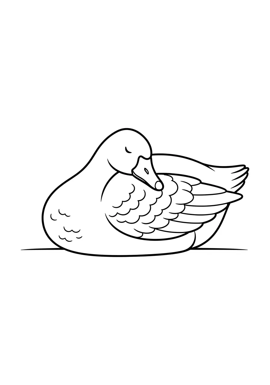 Sleeping Goose Coloring Page