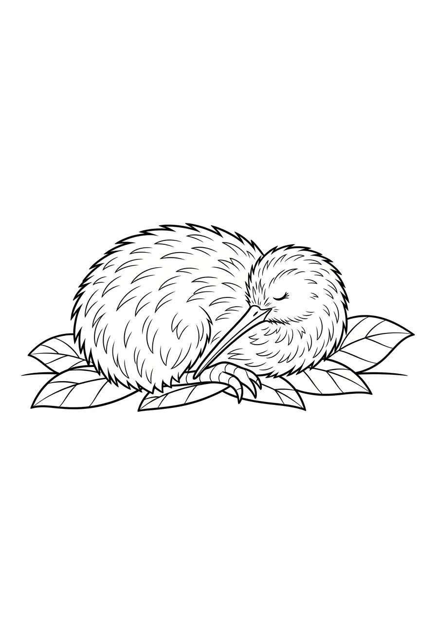 Sleeping Kiwi Bird Coloring Page