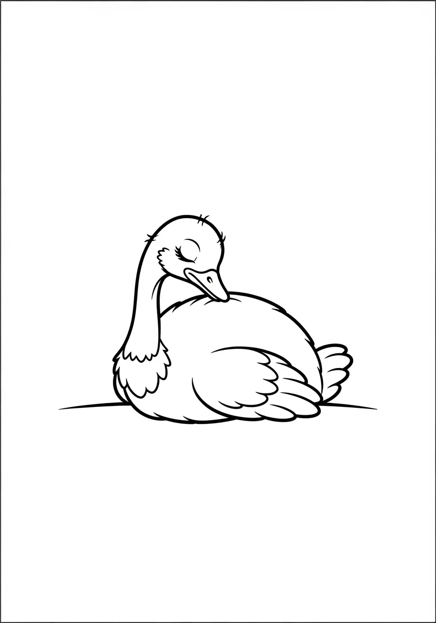 Sleeping Ostrich Coloring Page