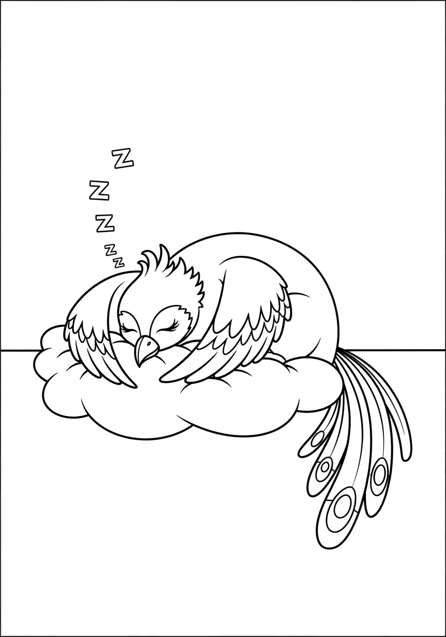 Sleeping Phoenix Coloring Page