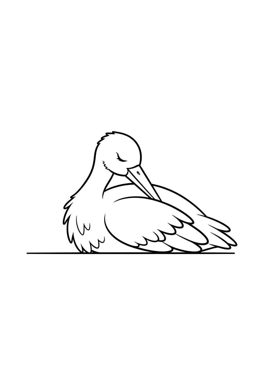 Sleeping Stork Coloring Page