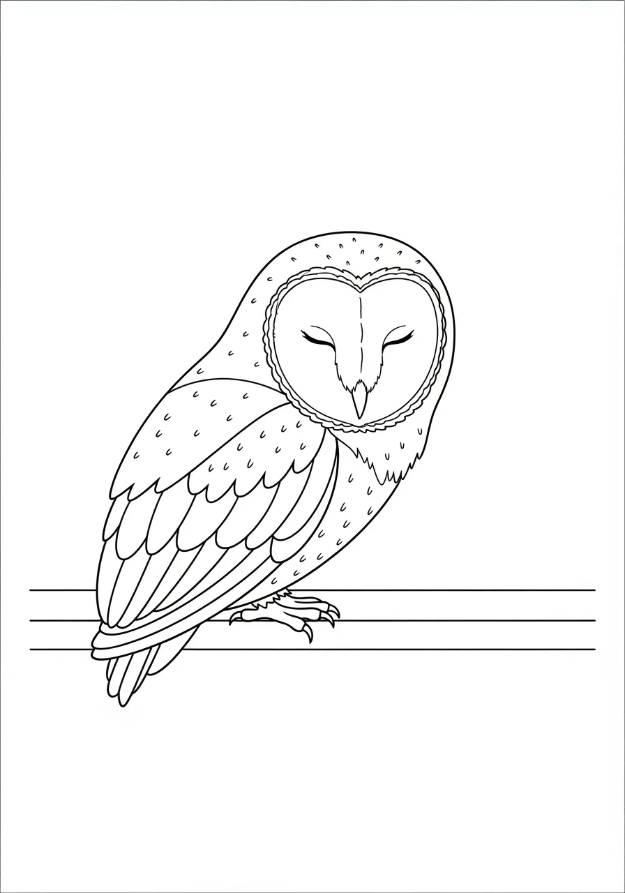Sleepy Barn Owl Coloring Page