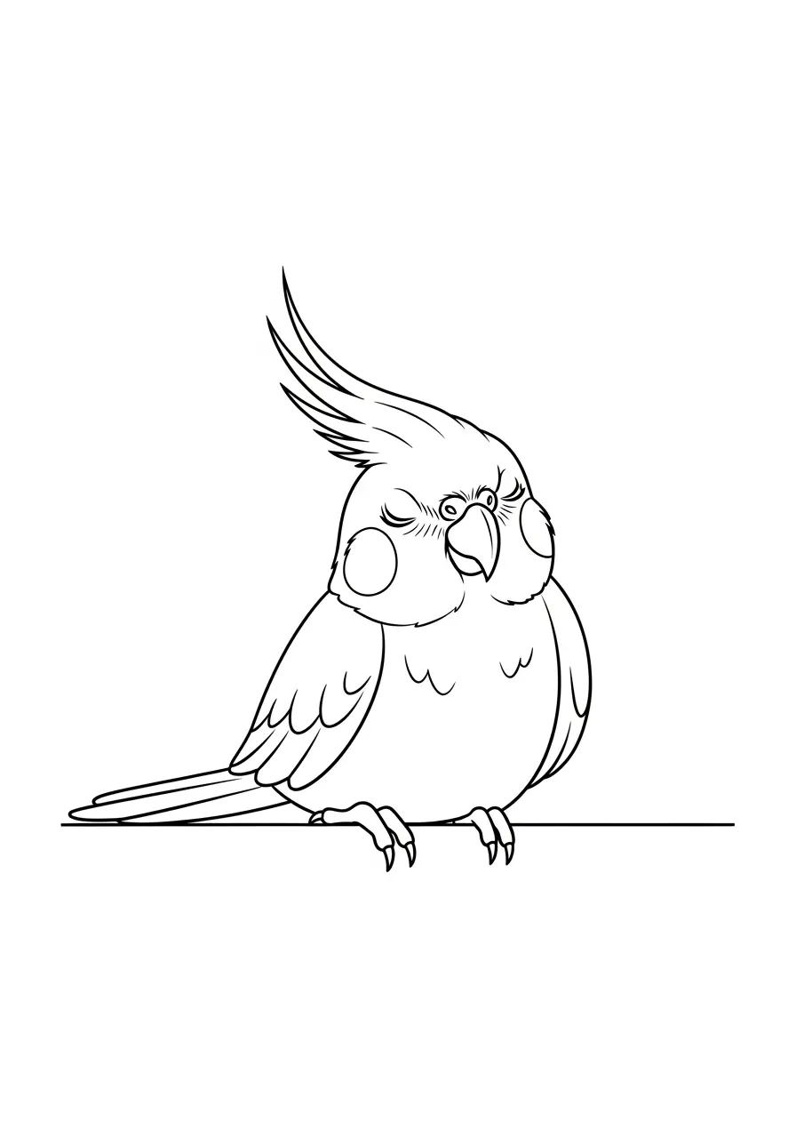 Sleepy Cockatiel Coloring Page