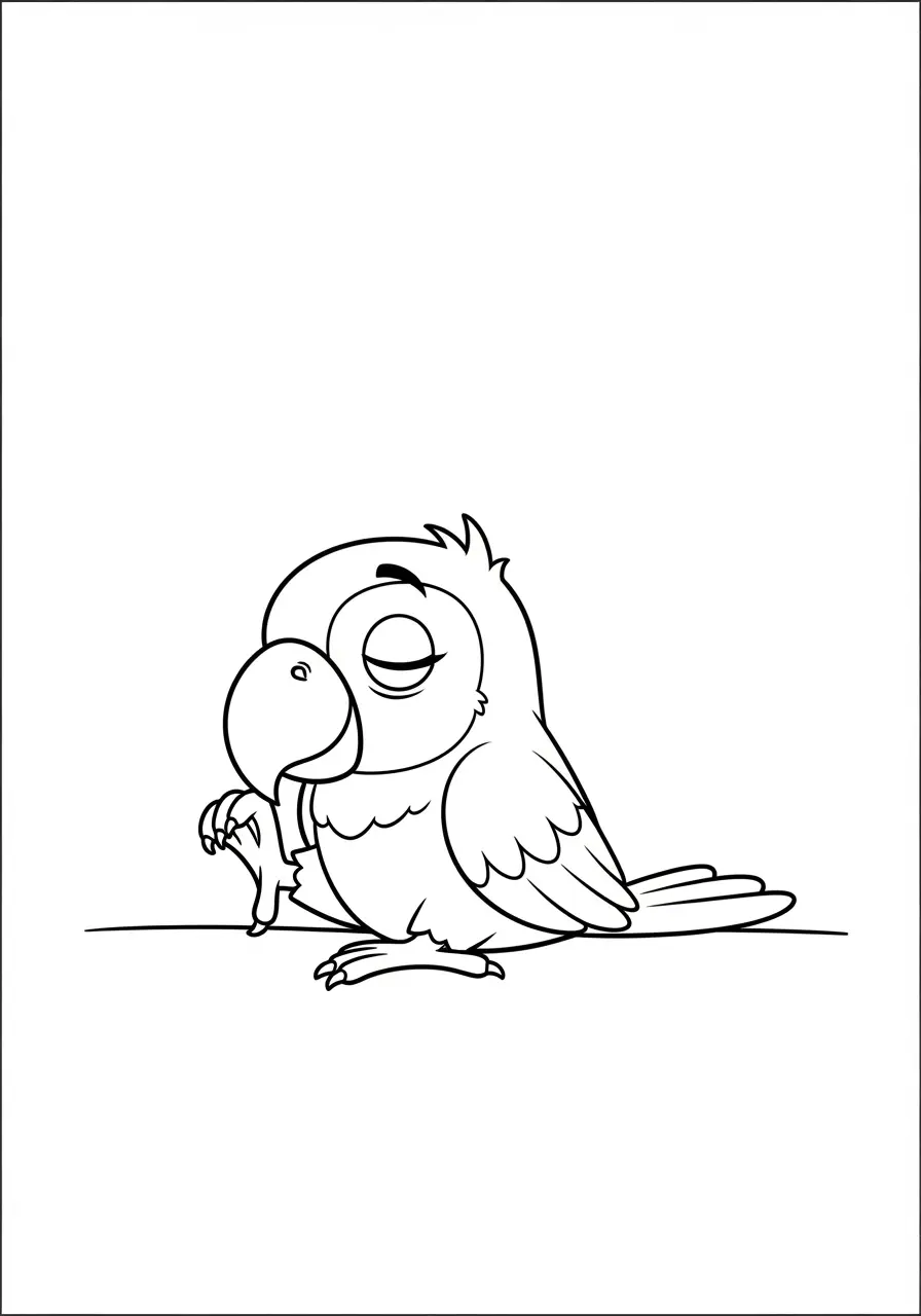 Sleepy Parrot Coloring Page