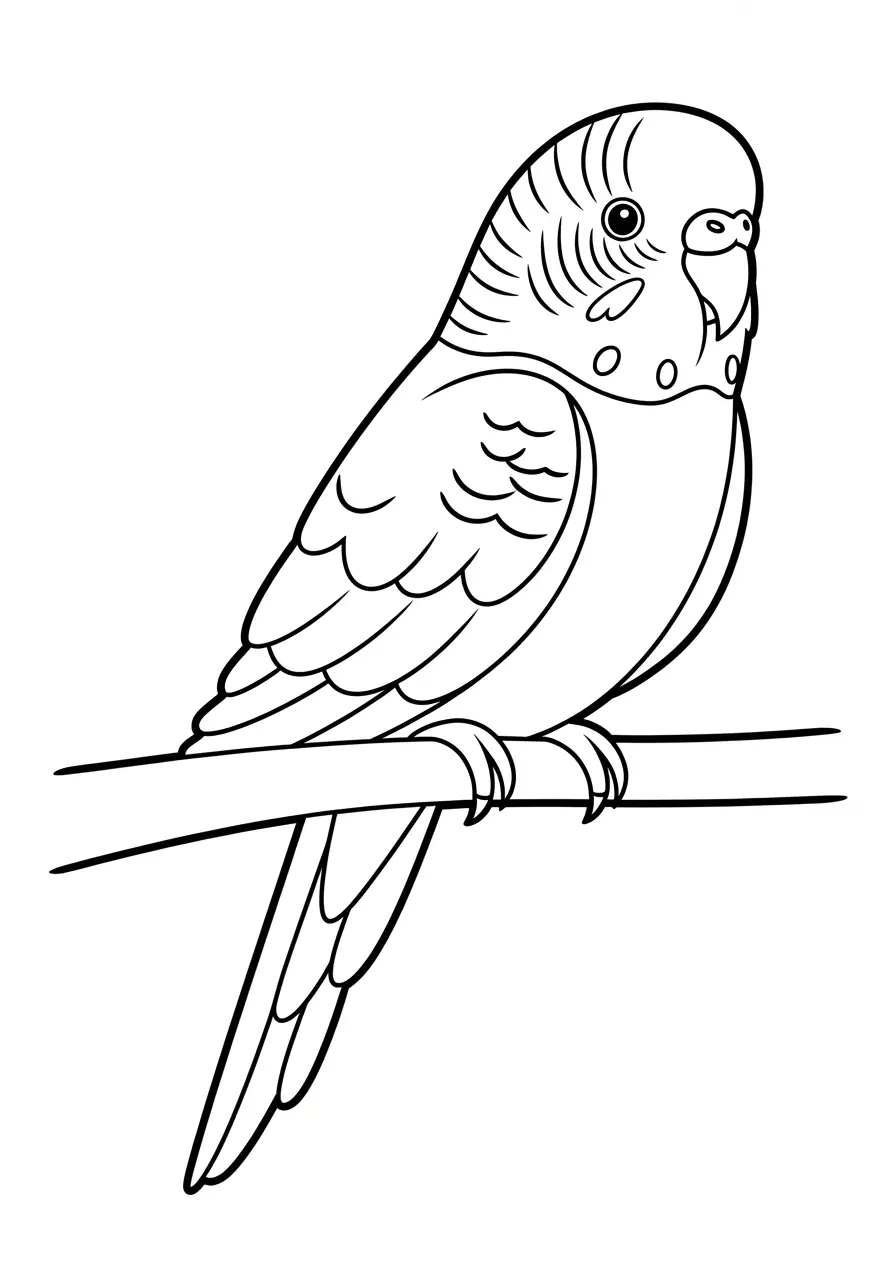 Small Parakeet Parrot Coloring Page