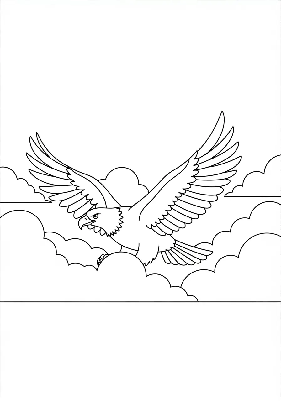 Soaring Bald Eagle Coloring Page