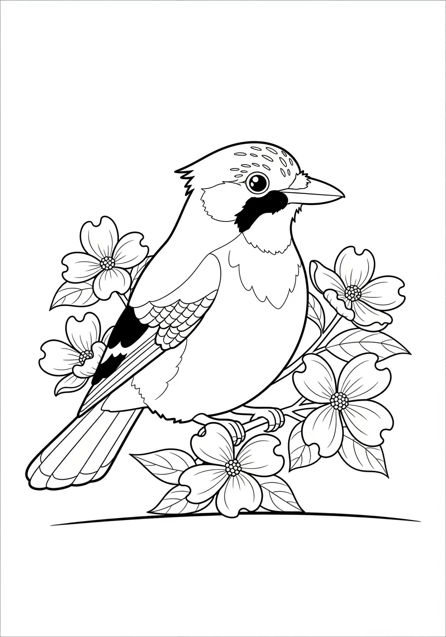 Spring Blue Jay Coloring Page