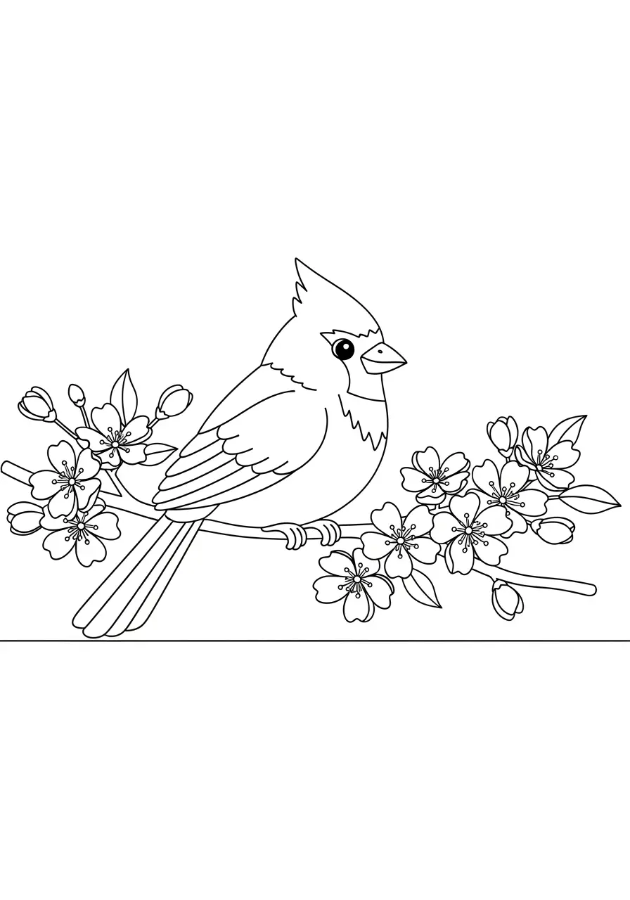 Spring Cardinal Coloring Page