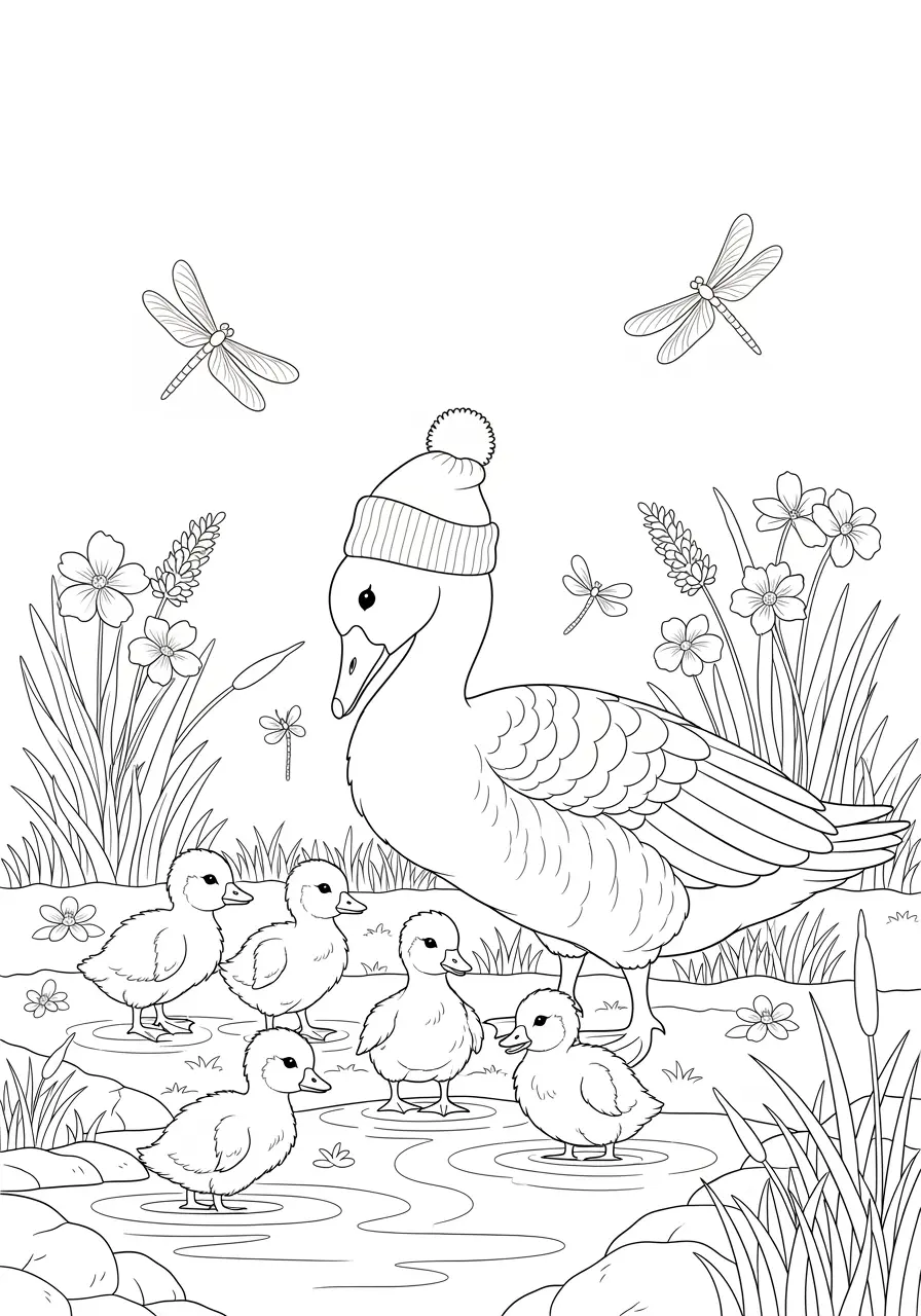 Spring Gosling Nursery Coloring Page
