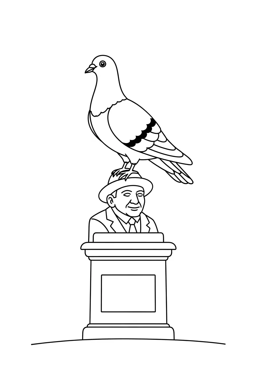 Statue Pigeon Coloring Page