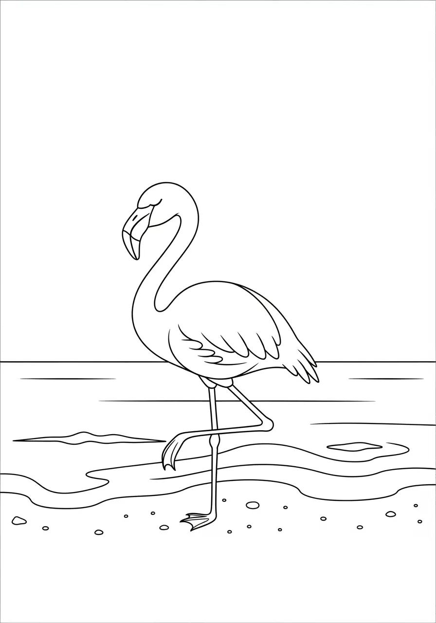 Strand-Flamingo-Ausmalbild