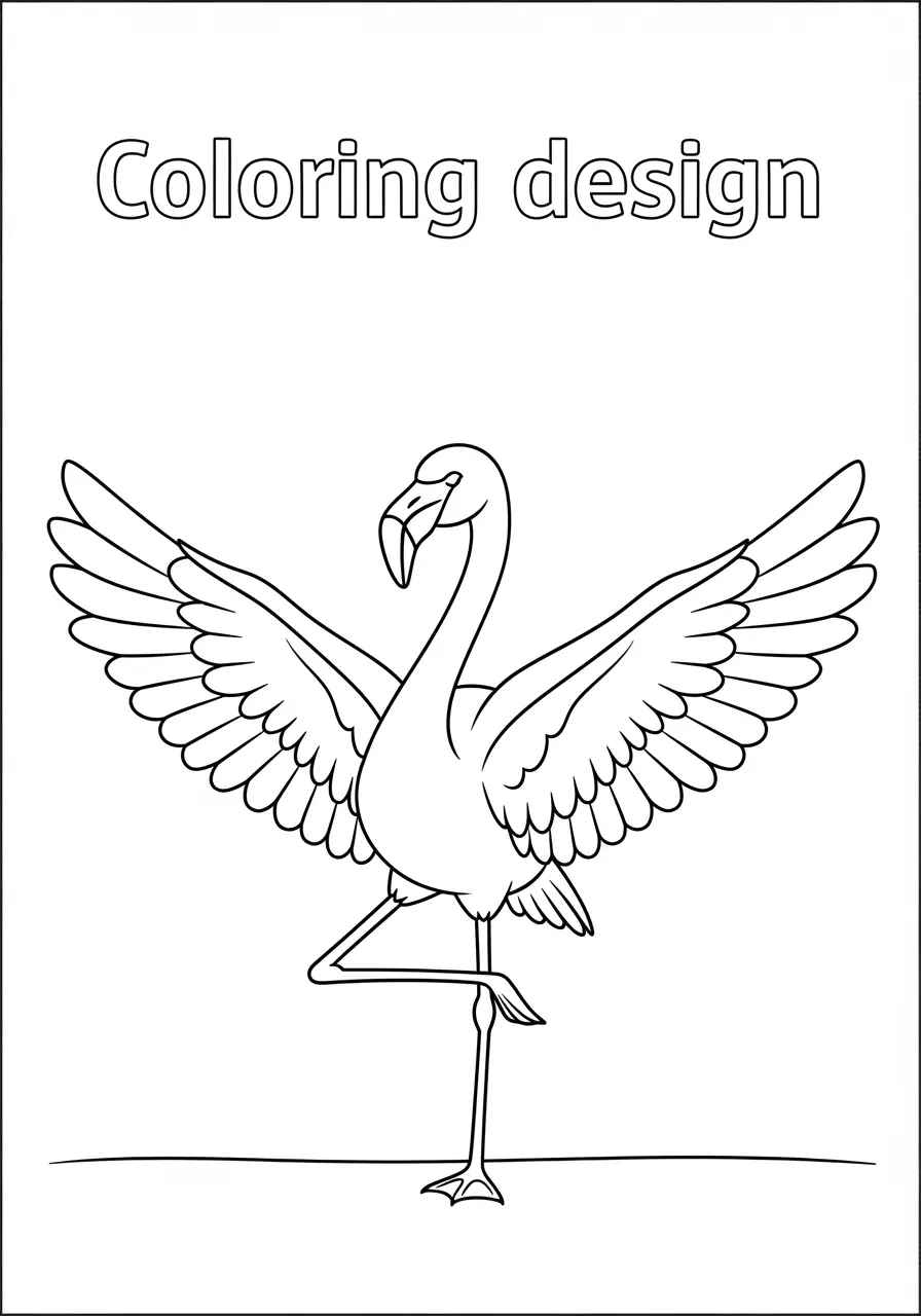 Stretching Flamingo Coloring Page