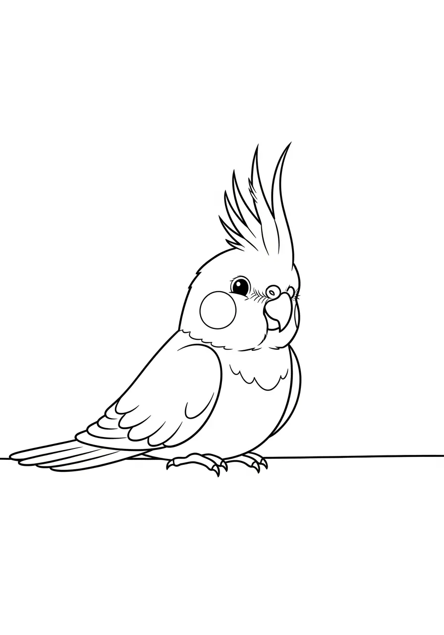 Sweet Cockatiel Coloring Page