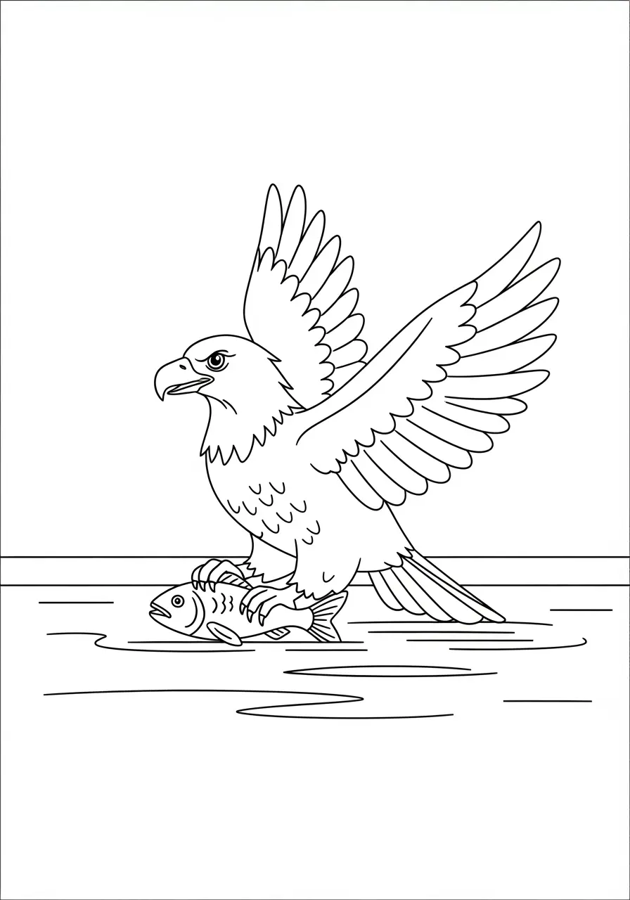 Swimming Bald Eagle Coloring Page