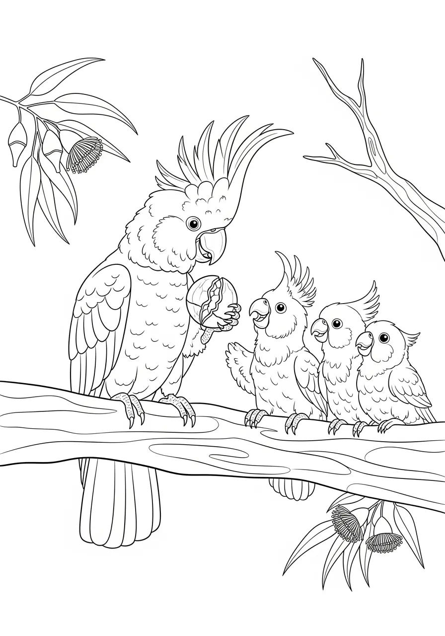 Teaching Cockatoo Coloring Page