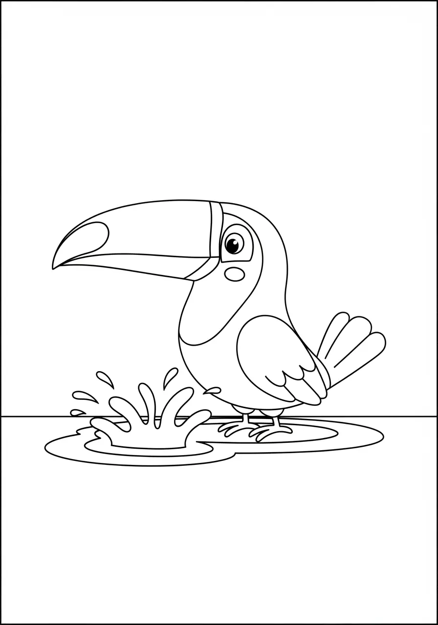 Tukan-am-Schwimmbad-Ausmalbild