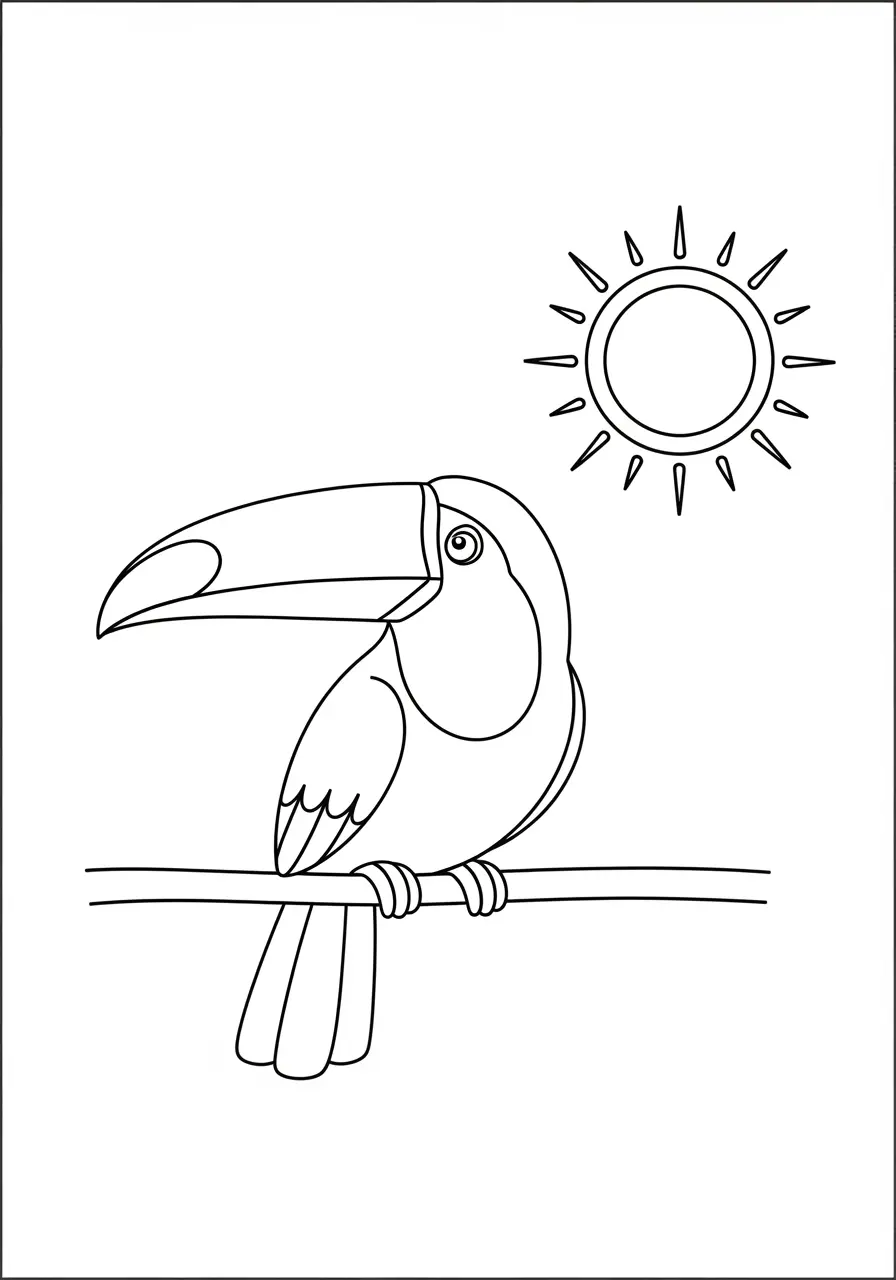 Tukan bei Sonnenaufgang Ausmalbild