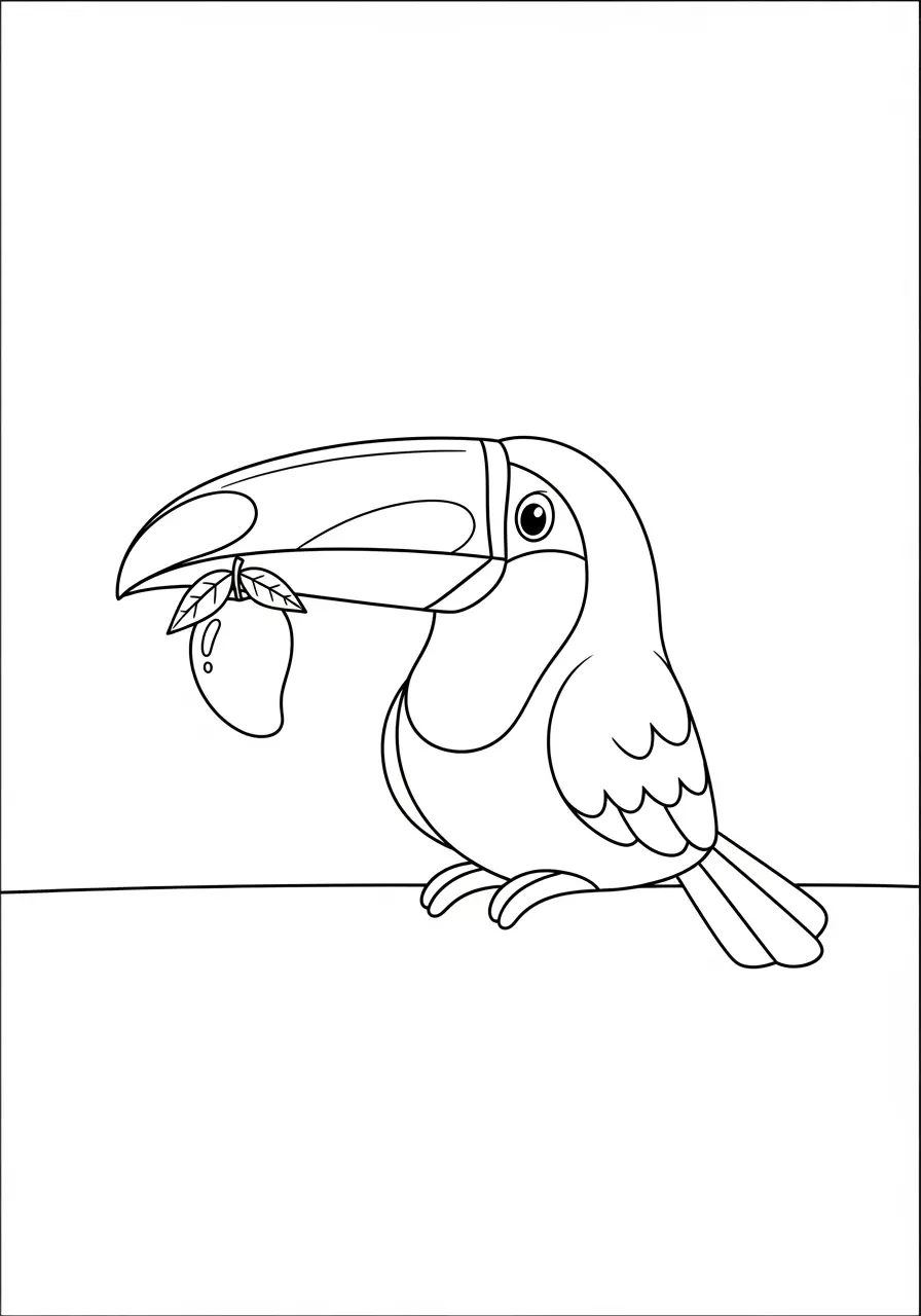 Tukan mit tropischen Früchten Ausmalbild