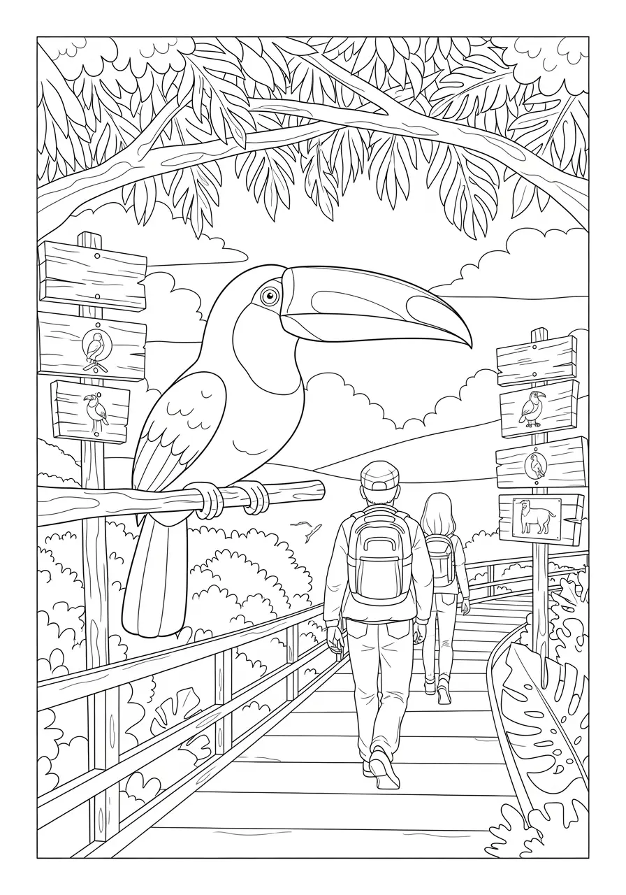 Tukan-Naturpfad-Ausmalbild