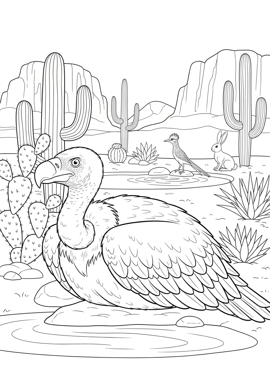 Vulture Coloring Page Desert Ecosystem