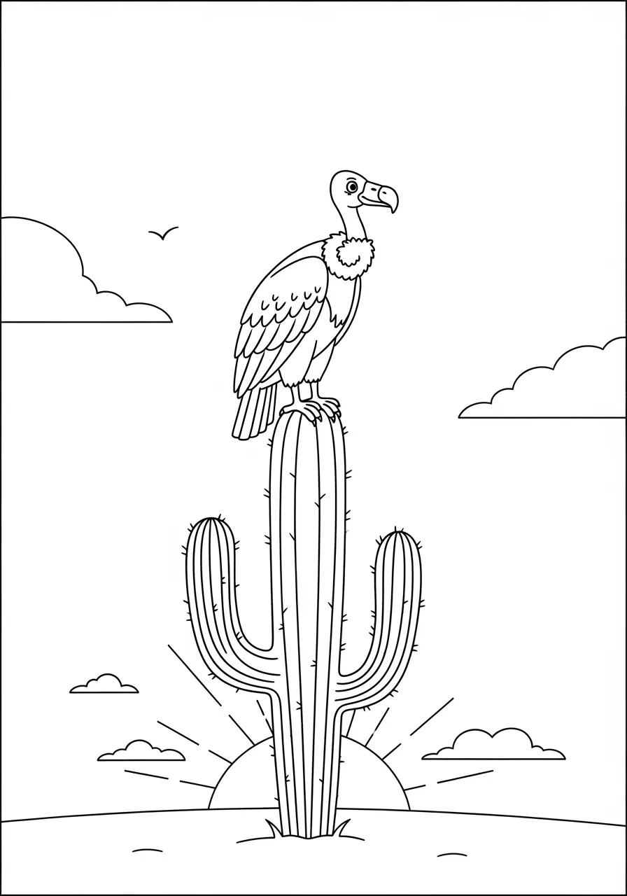 Vulture Coloring Page Desert Sunset