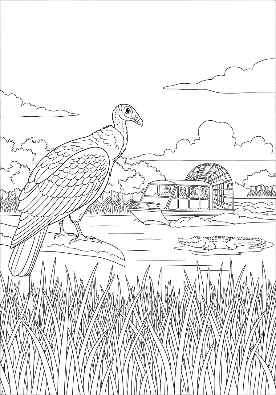 Vulture Coloring Page Everglades Adventure