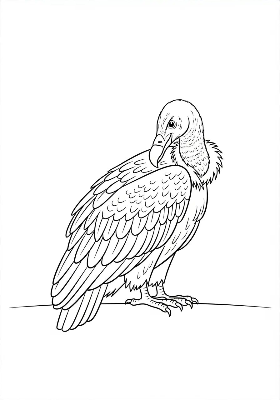Vulture Coloring Page Feather Preening
