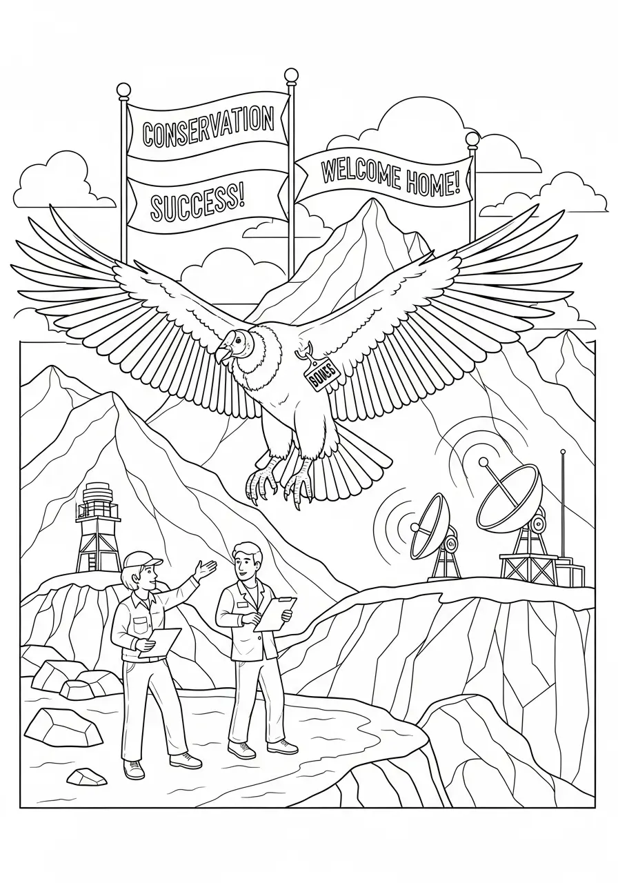 Vulture Conservation Success Coloring Page