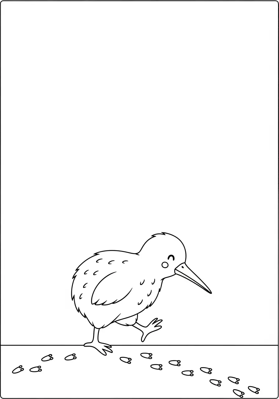 Walking Kiwi Bird Coloring Page