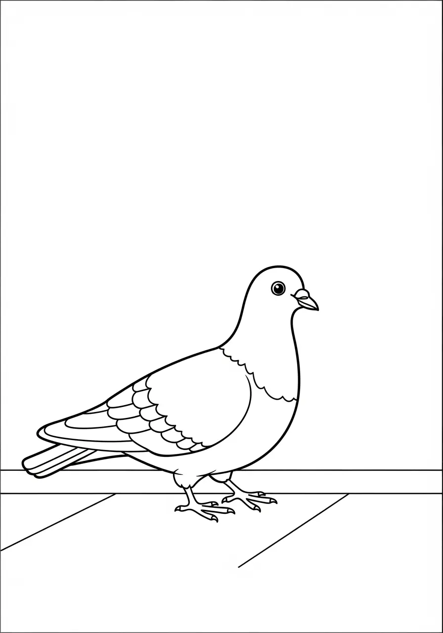 Walking Pigeon Sidewalk Coloring Page