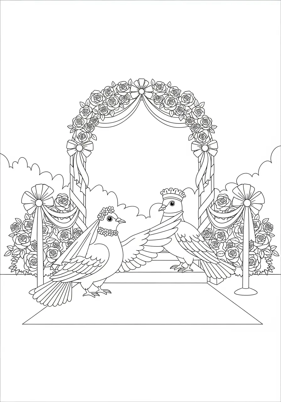Wedding Venue Pigeons Coloring Page