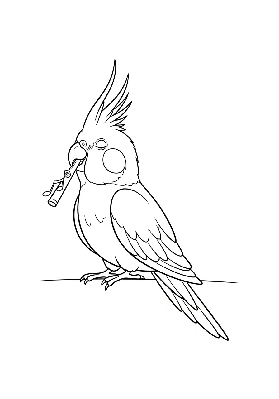 Whistling Cockatiel Coloring Page
