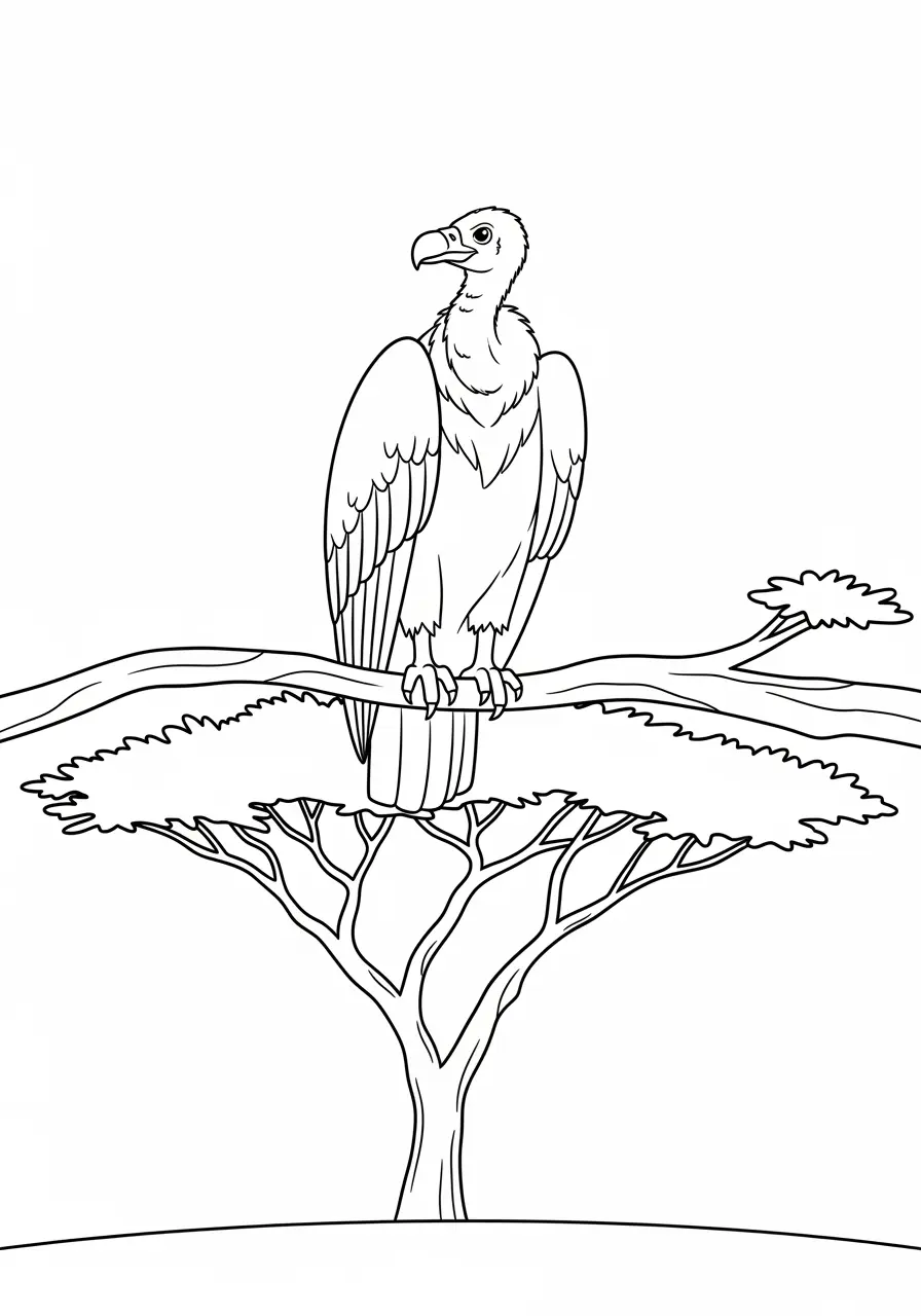White-backed Vulture Coloring Page Safari