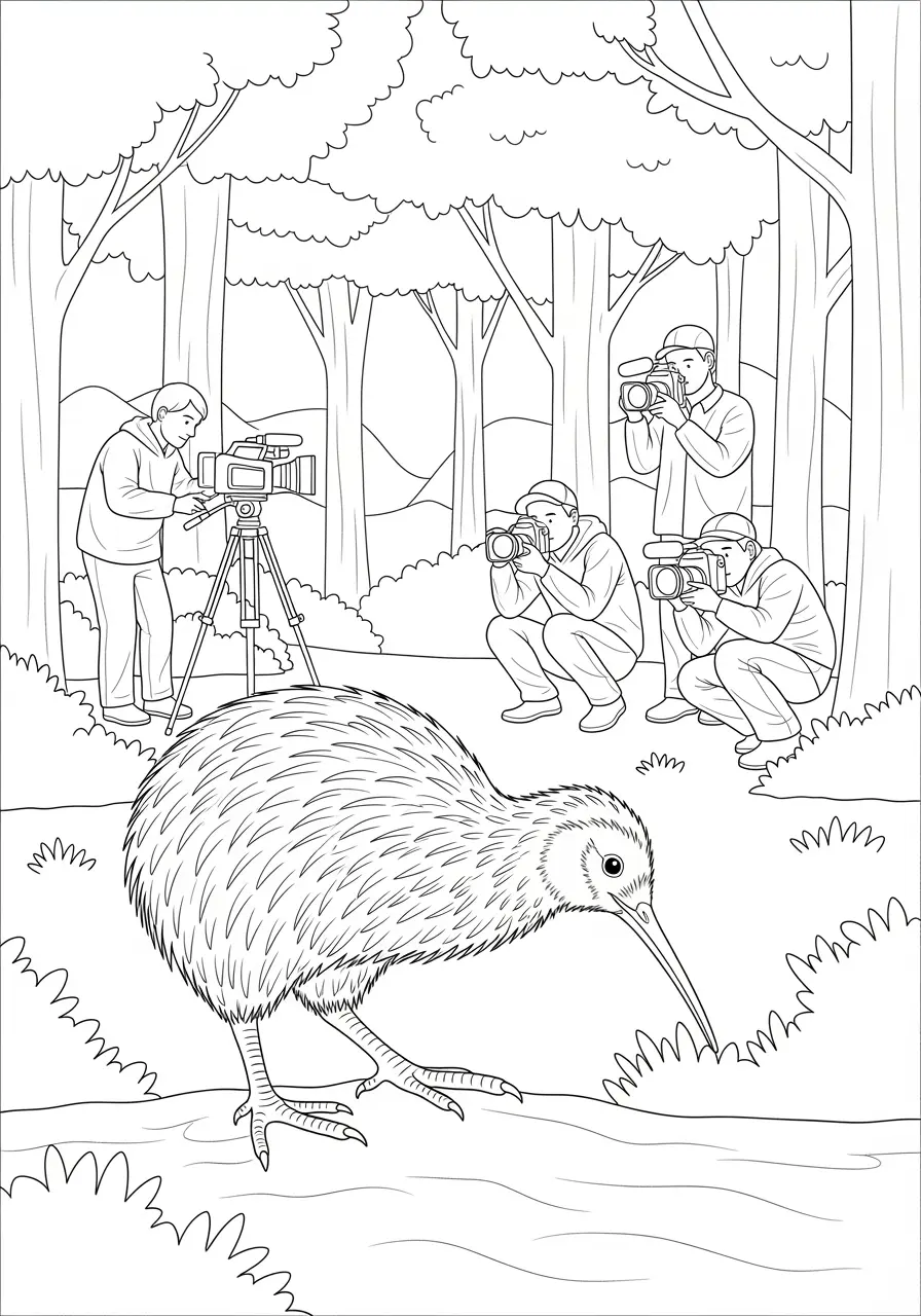 Wildlife Documentary Kiwi Bird Coloring Page
