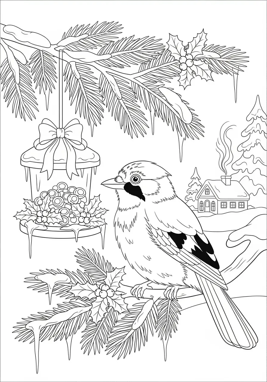 Winter Blue Jay Coloring Page