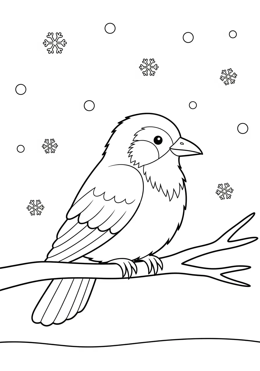 Winter Crow Coloring Page