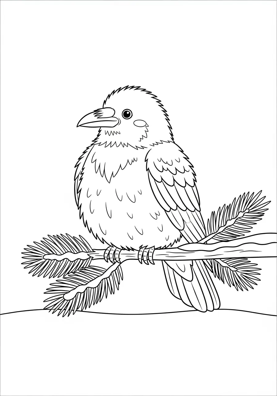 Winter Raven Coloring Page