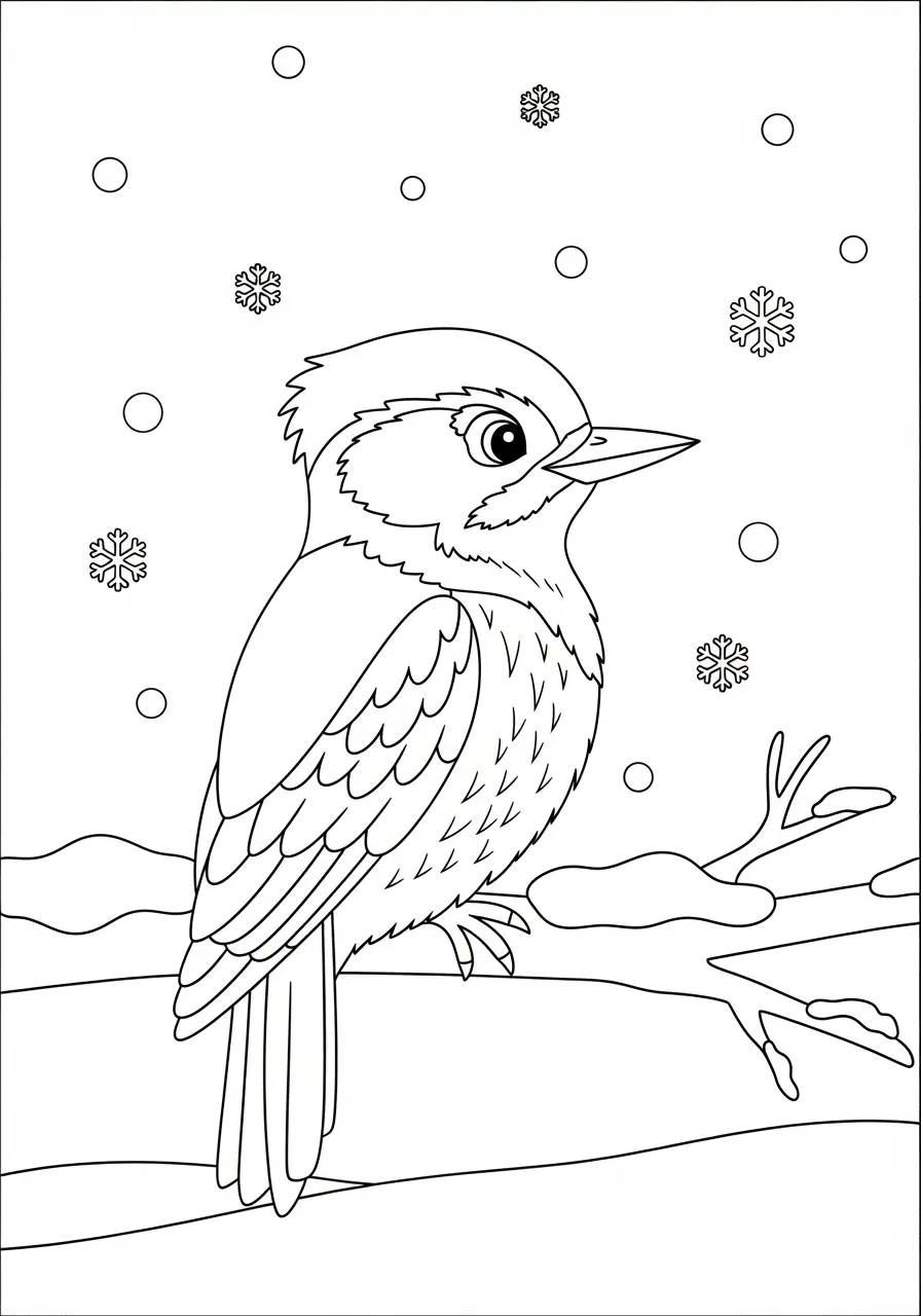 Winter Woodpecker Coloring Page