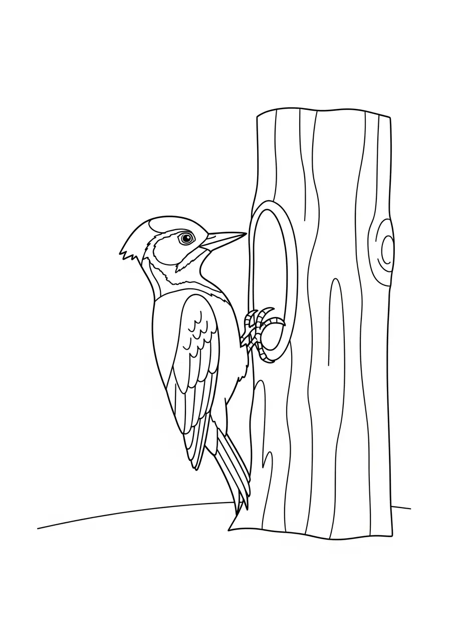 Woodpecker Drumming Coloring Page