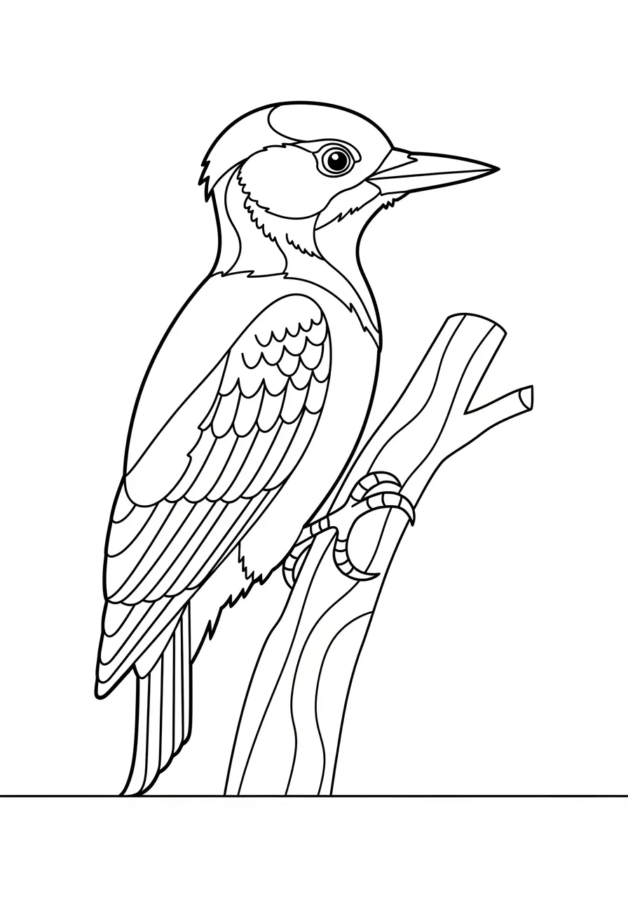 Woodpecker Portrait Coloring Page