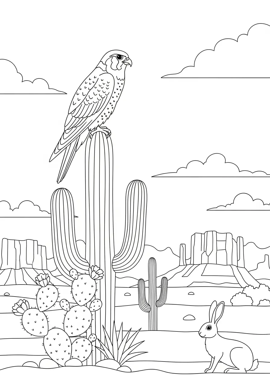 Wüstenfalken-Ausmalbild