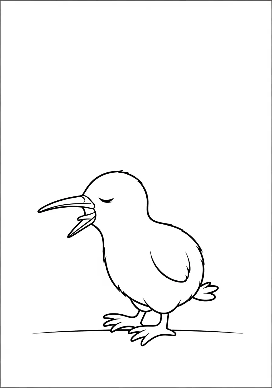 Yawning Kiwi Bird Coloring Page